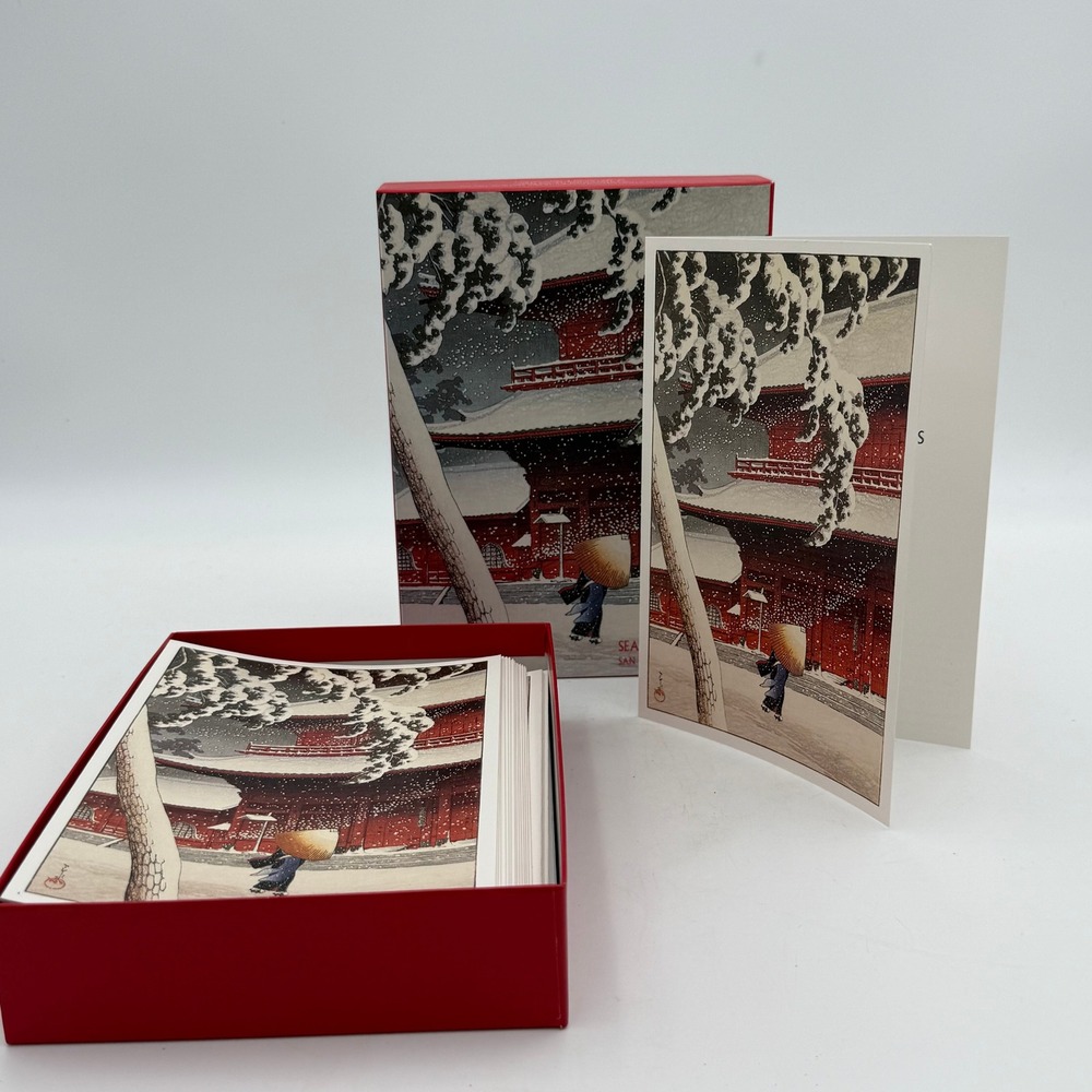 San Diego Museum of Art Japanese Woodblock Snow Scene Holiday Cards 20ct Boxed
